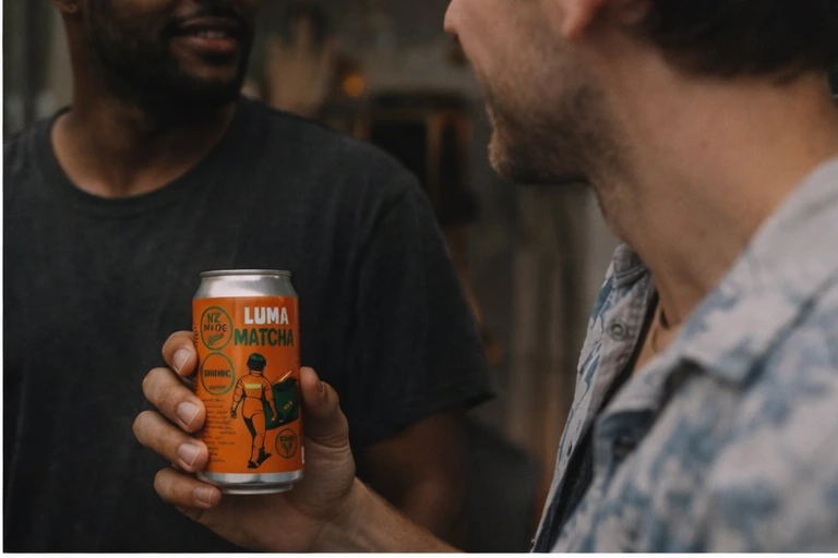 Luma matcha soda — on table